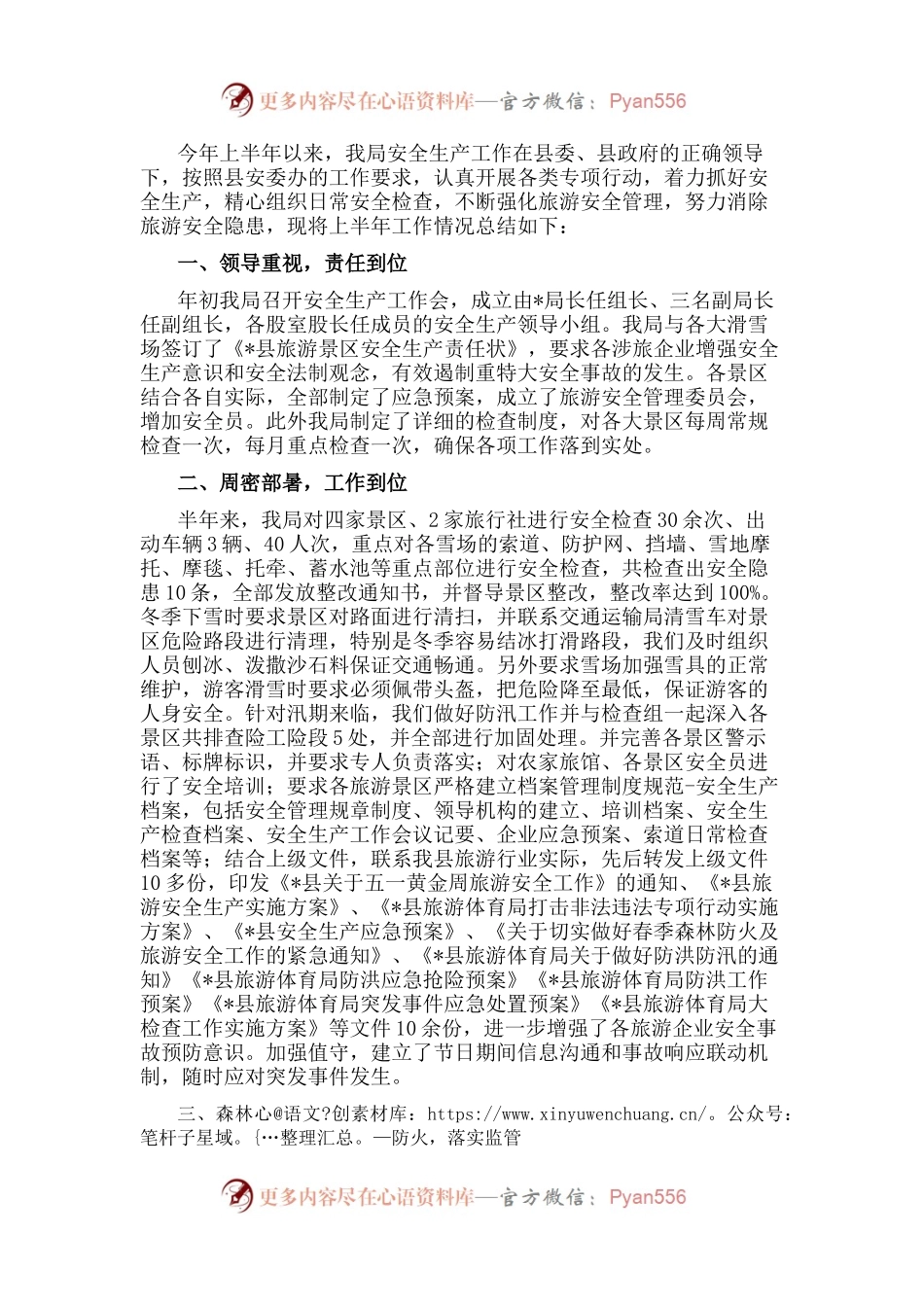 县旅游体育局2022上半年安全生产工作汇报.docx_第1页