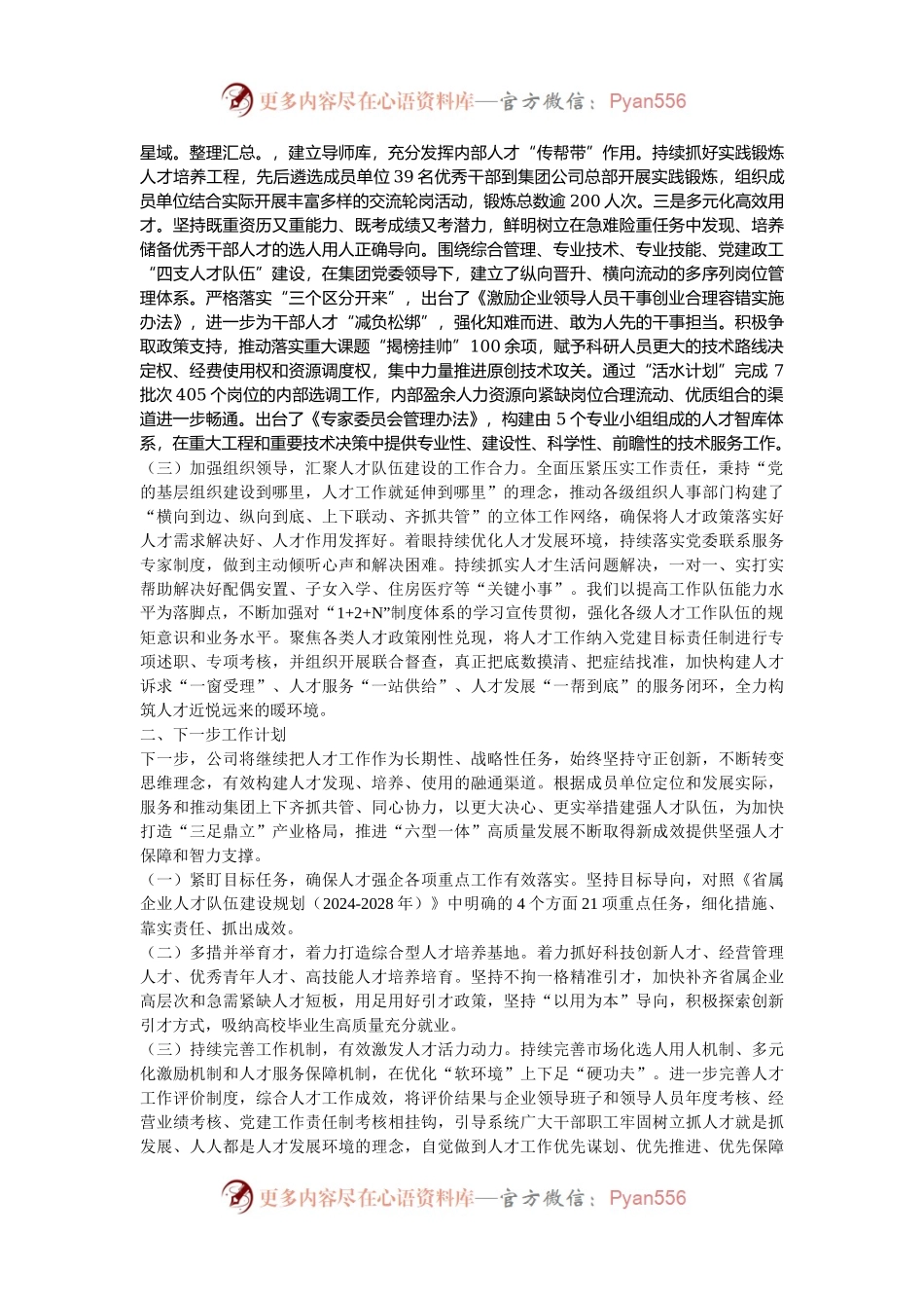 国有企业2024年人才队伍建设工作总结.docx_第2页