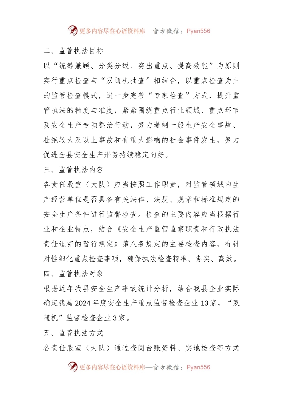 县应急管理局2024年安全监管执法工作计划.docx_第2页