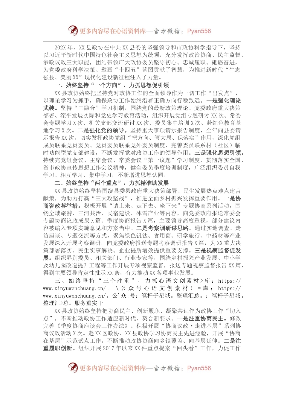 县政协202X年工作总结.docx_第1页