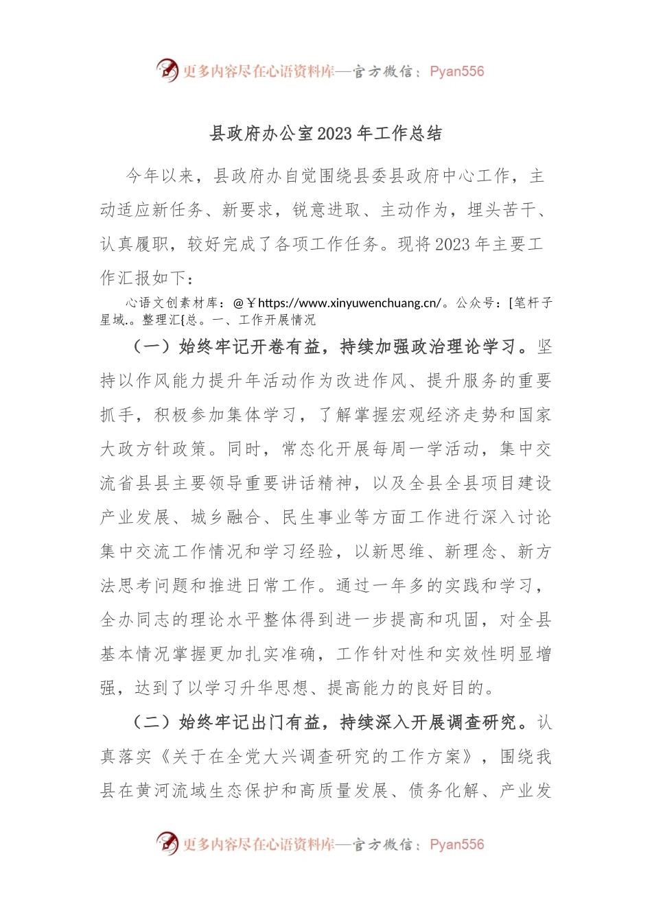 县政府办公室2023年工作总结.docx_第1页