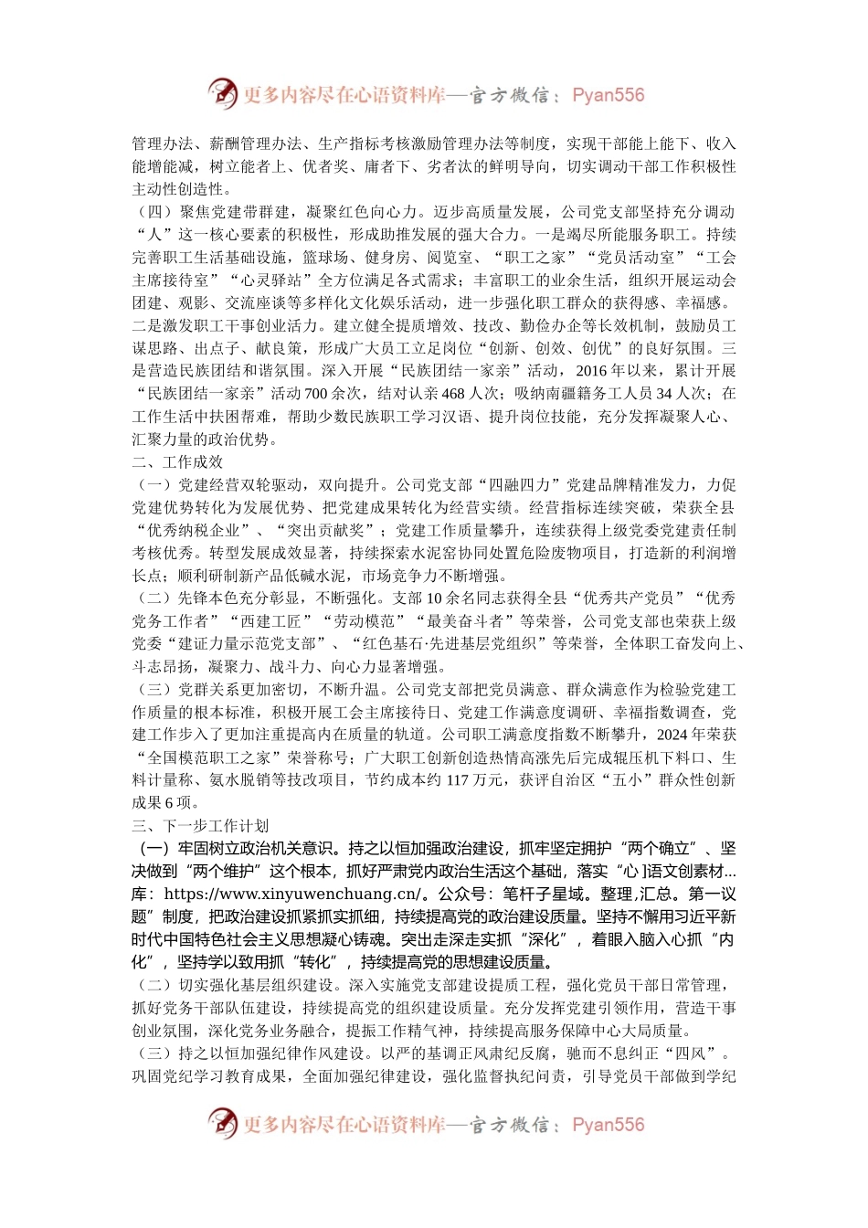 国有企业党支部2024年抓基层党建工作总结.docx_第2页