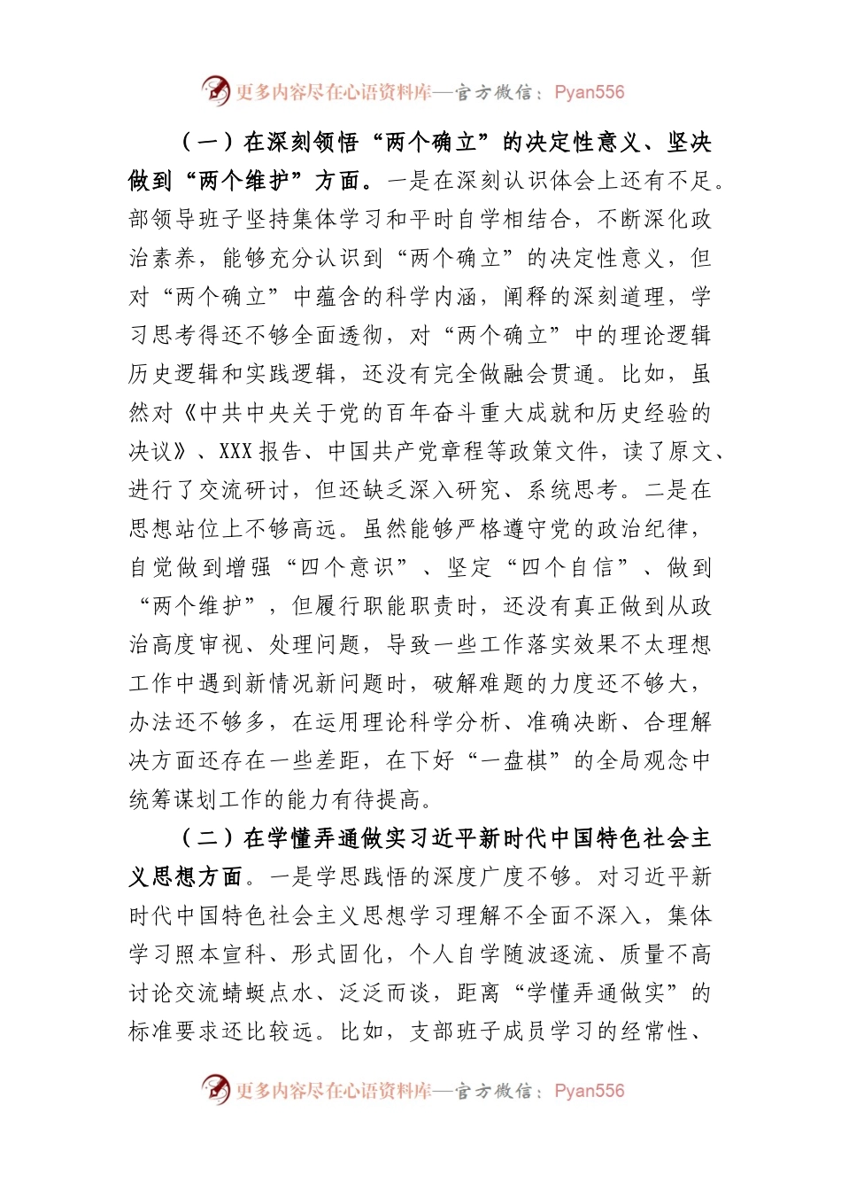 县委组织部支部班子2022年度组织生活会对照检查材料.docx_第2页