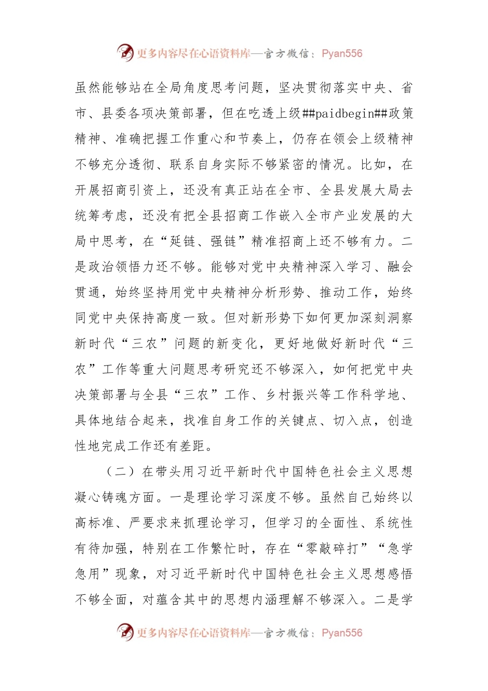 县政府副县长2022年度民主生活会发言提纲.docx_第2页