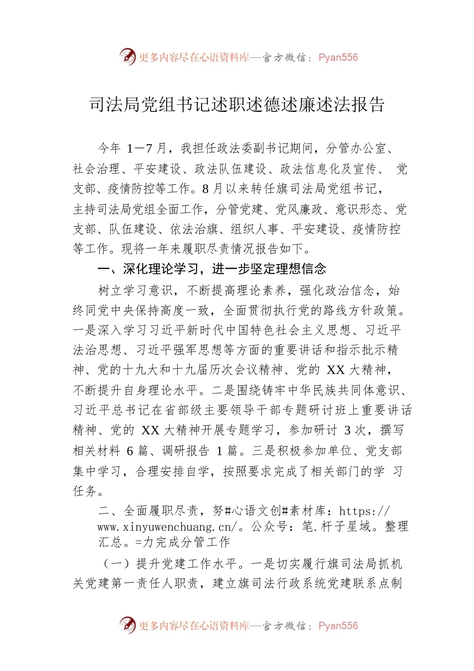 司法局党组书记述职述德述廉述法报告.docx_第1页