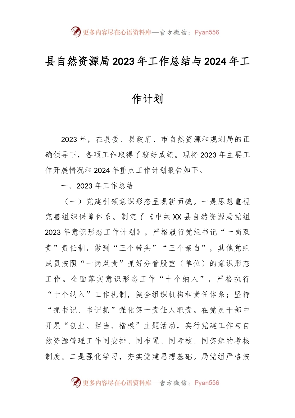 县自然资源局2023年工作总结与2024年工作计划.docx_第1页