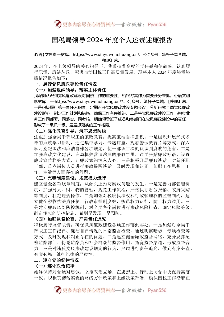 国税局领导2024年度个人述责述廉报告.docx_第1页
