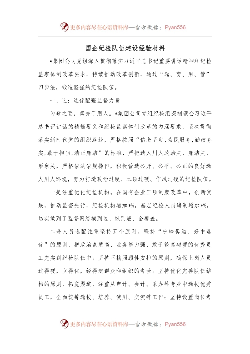 国企纪检队伍建设经验材料.docx_第1页