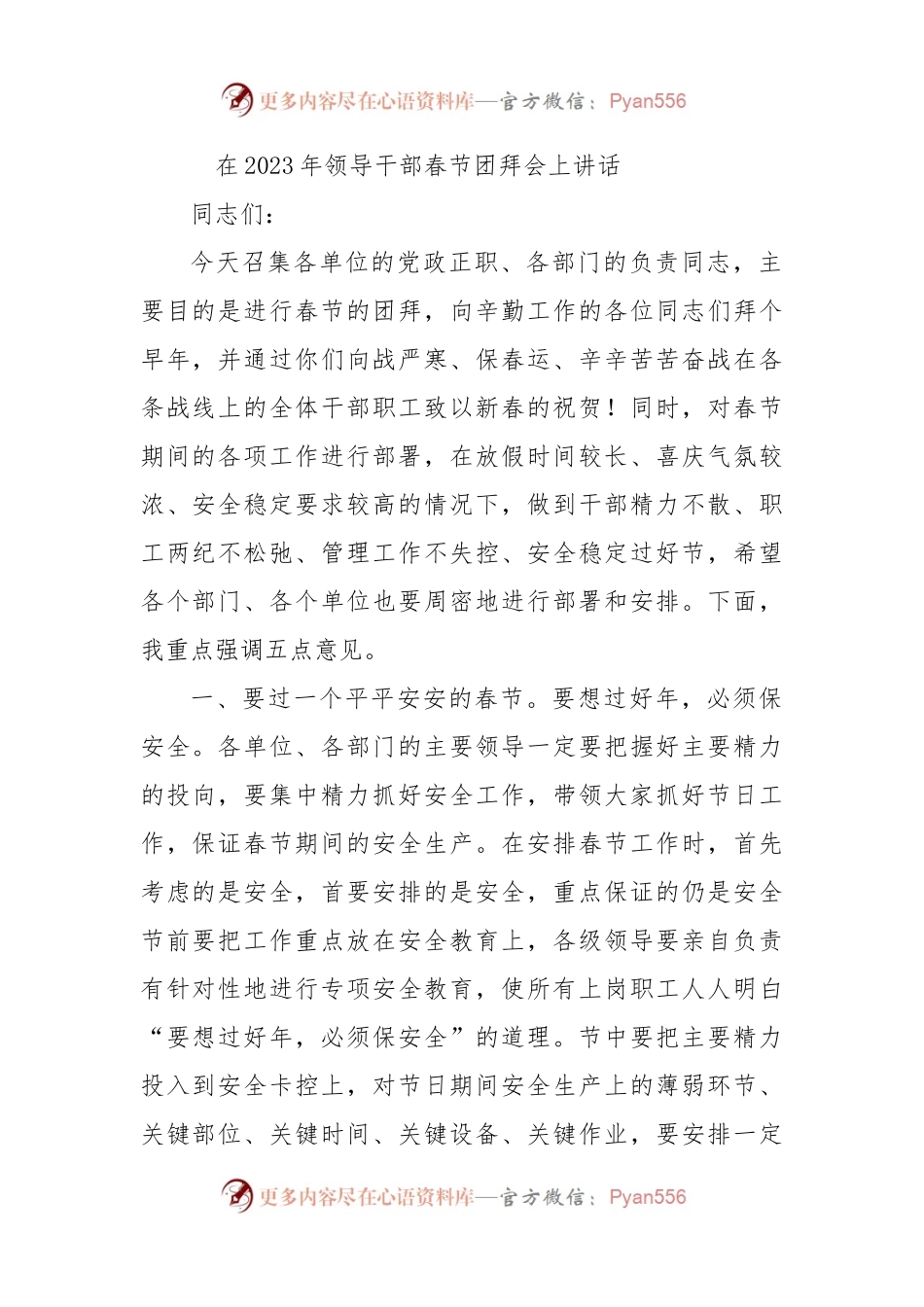 在2023年领导干部春节团拜会上讲话.docx_第1页