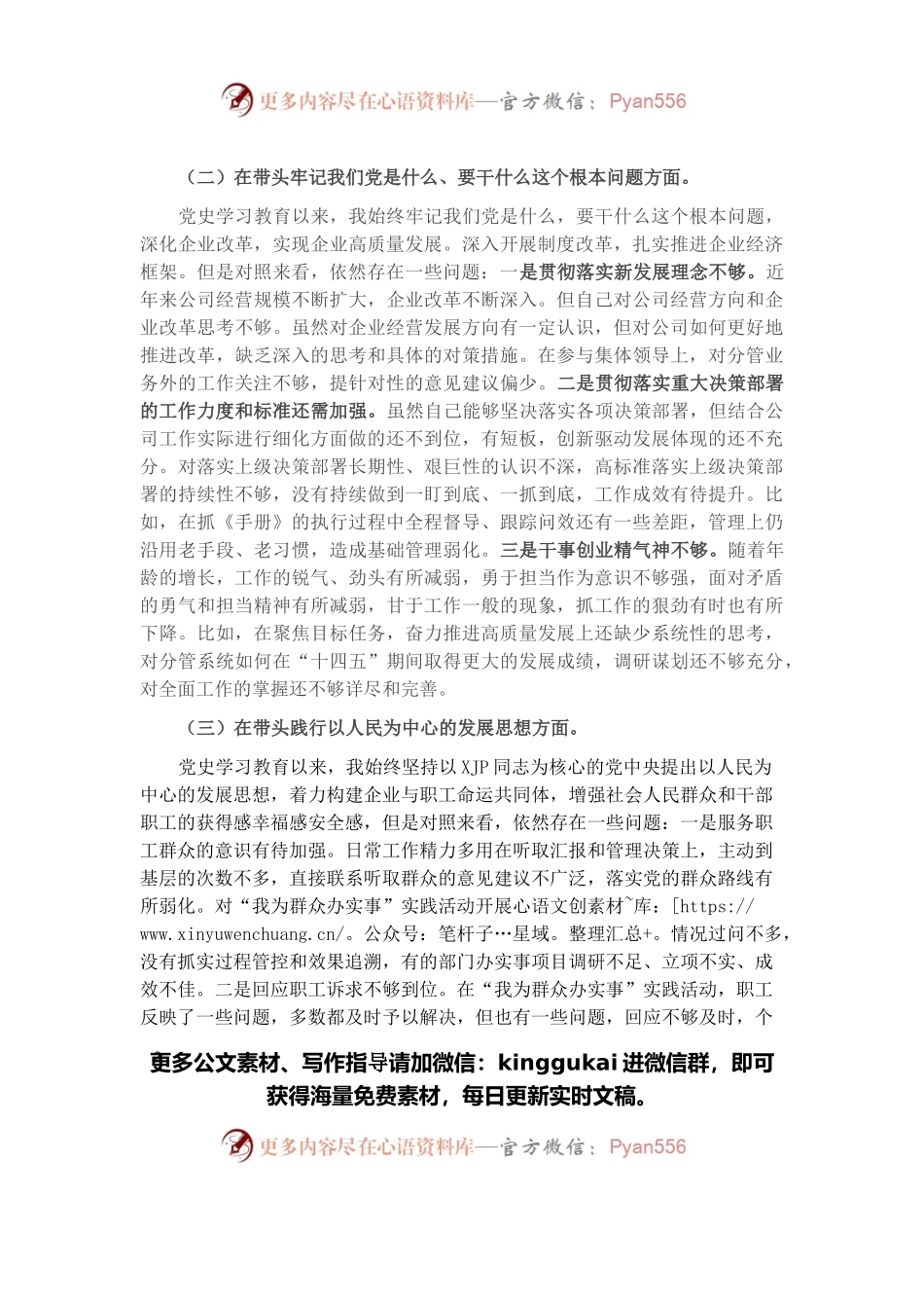 国企业副总经理党史学习教育五个带头专题民主生活会对照检查材料.docx_第2页