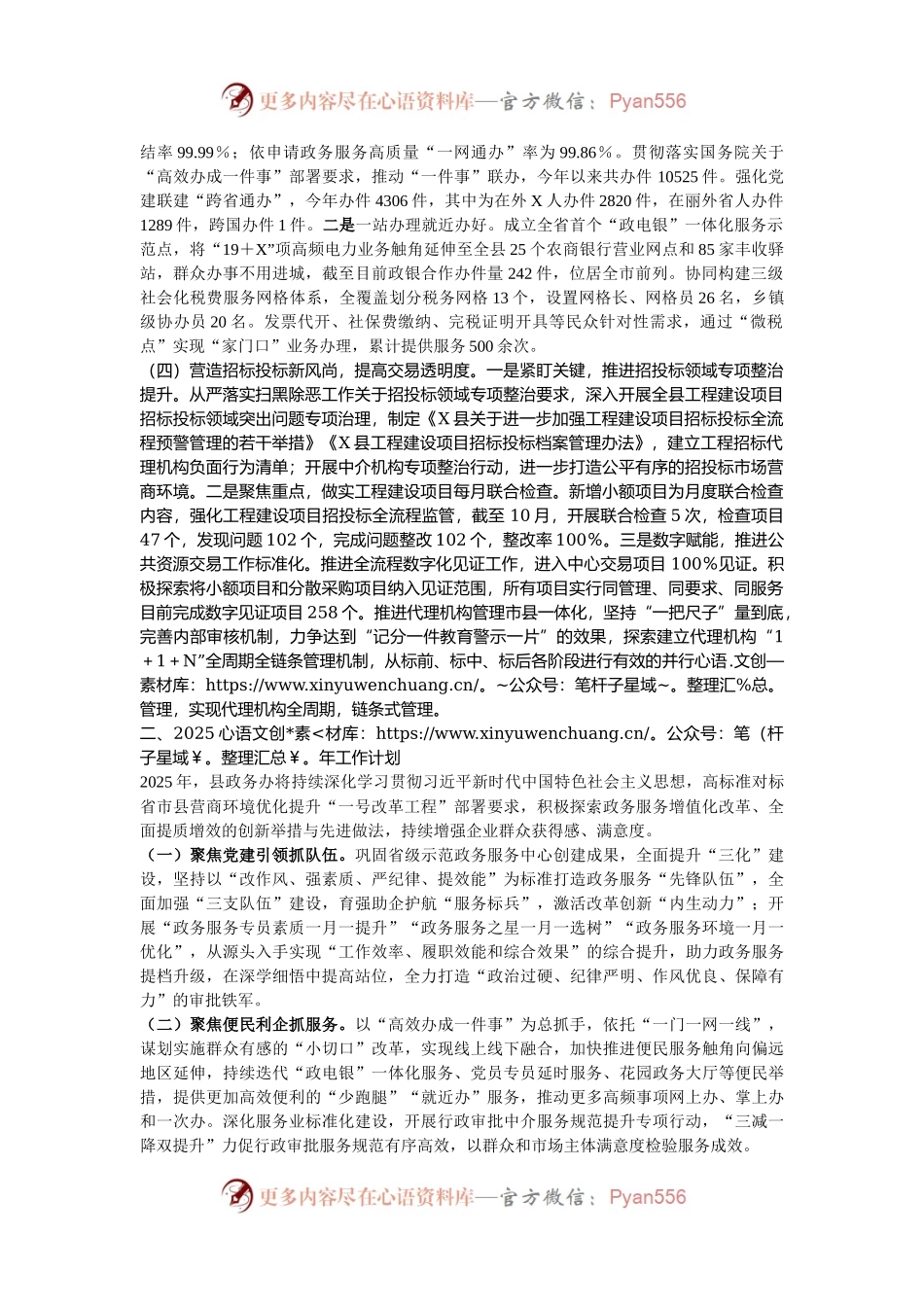 县政务服务管理办公室2024年工作总结和2025年工作思路.docx_第2页