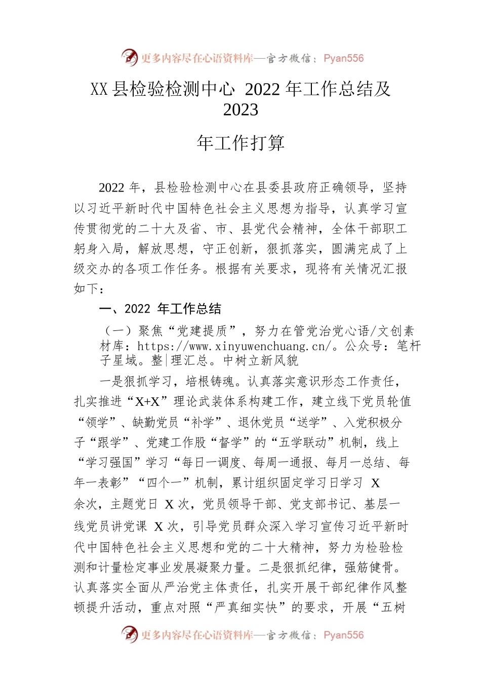 县检验检测中心2022年工作总结及2023年工作打算.docx_第1页