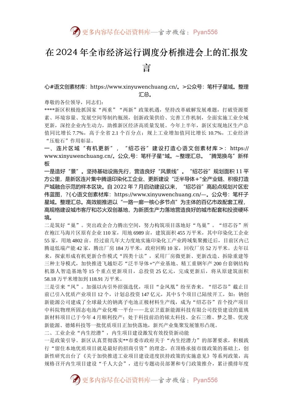 在2024年全市经济运行调度分析推进会上的汇报发言.docx_第1页