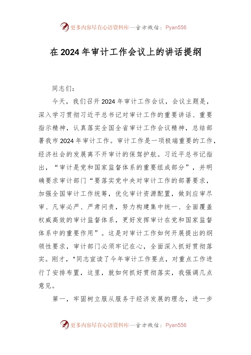 在2024年审计工作会议上的讲话提纲.docx_第1页
