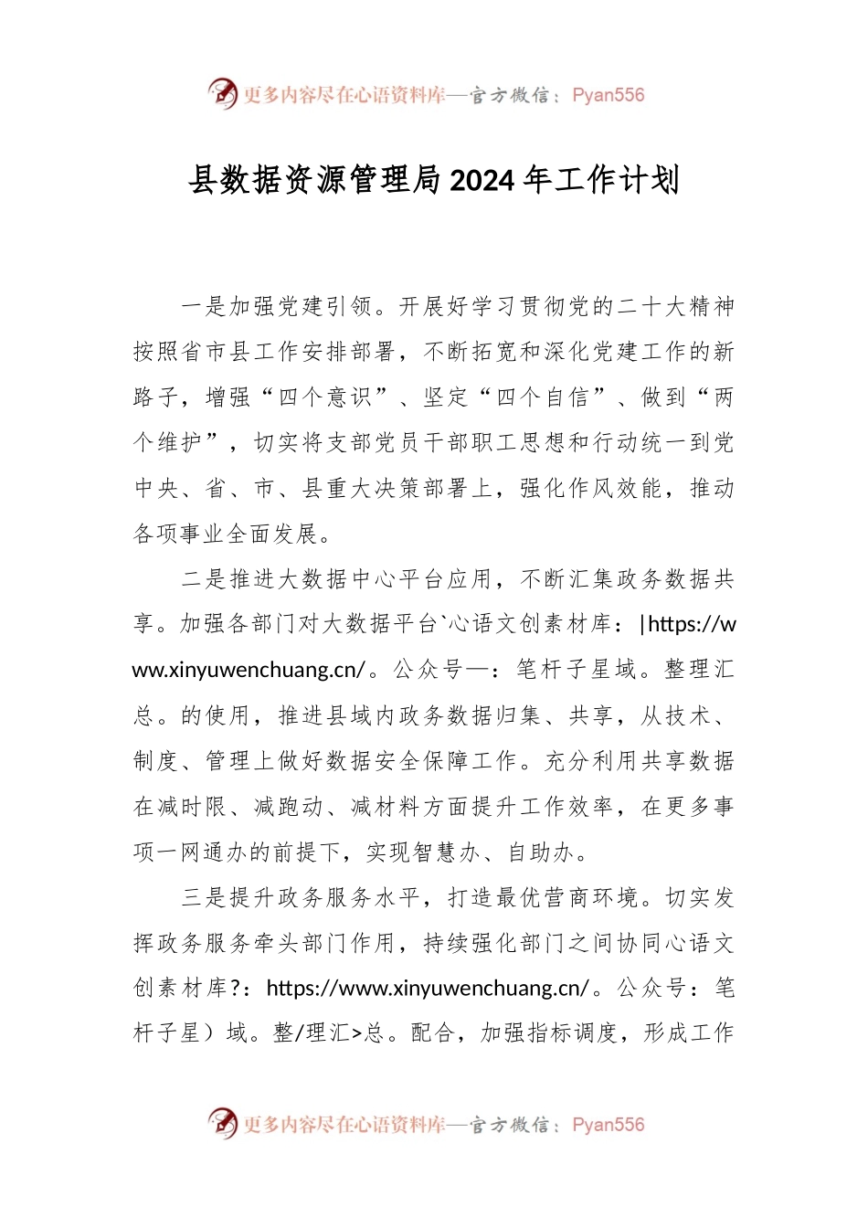 县数据资源管理局2024年工作计划.docx_第1页