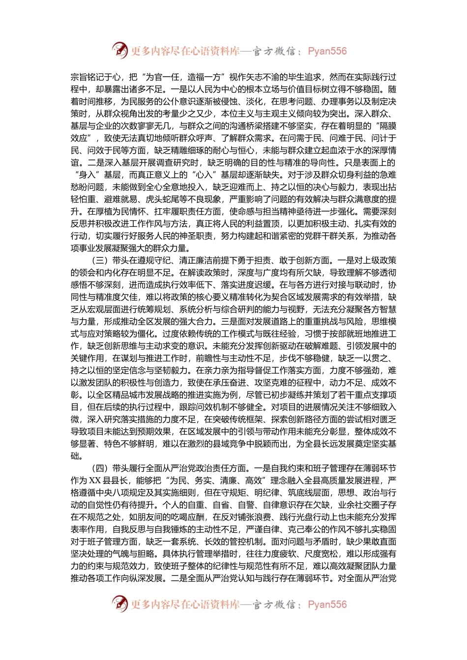 县长2024年度民主生活会“四个带头”个人对照检查材料.docx_第2页