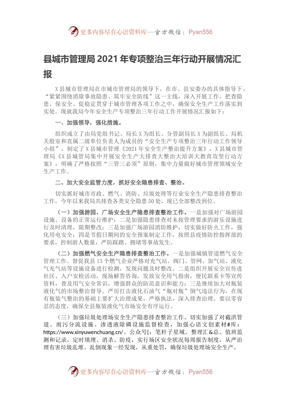 县城市管理局2021年专项整治三年行动开展情况汇报.docx_第1页
