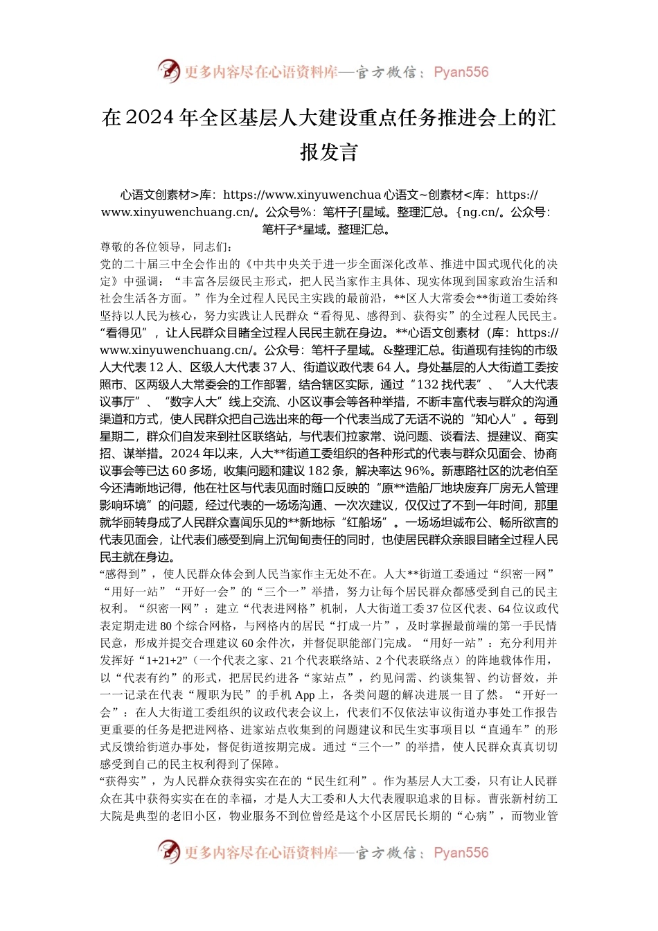 在2024年全区基层人大建设重点任务推进会上的汇报发言.docx_第1页