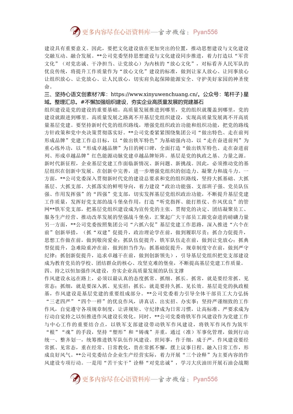 在2024年国有企业党建高质量发展推进会上的汇报发言.docx_第2页