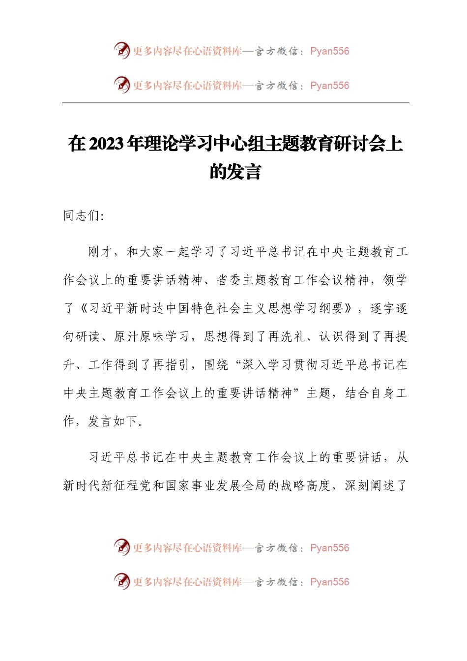 在2023年理论学习中心组主题教育研讨会上的发言.docx_第1页