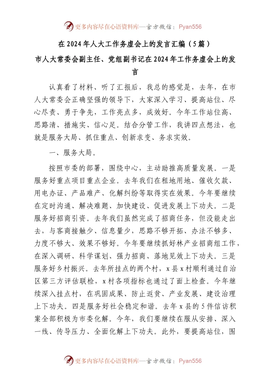 在2024年人大工作务虚会上的发言（5篇）.docx_第1页