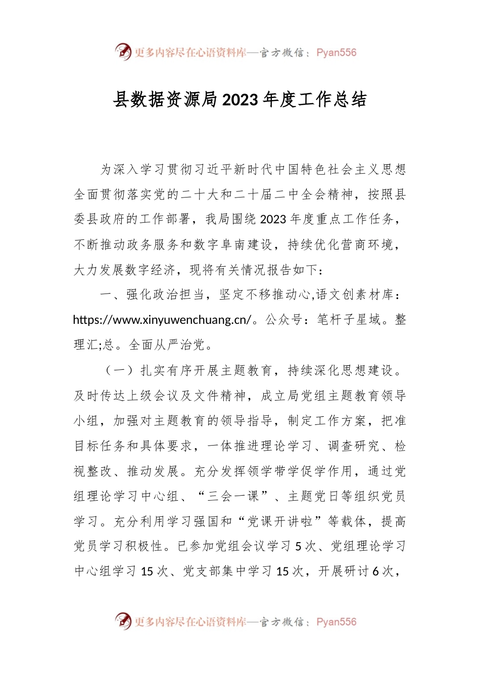 县数据资源局2023年度工作总结.docx_第1页