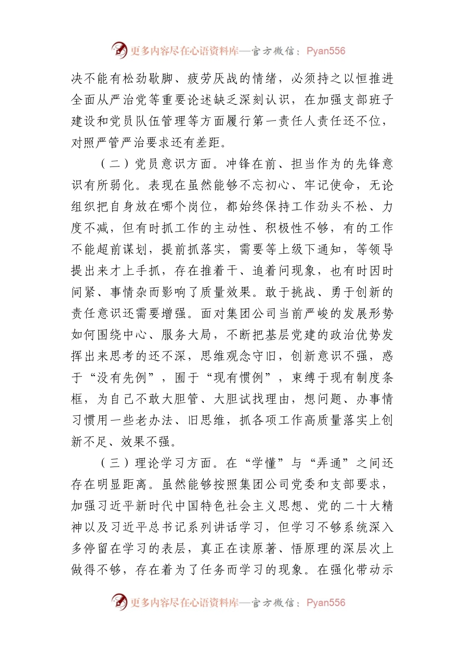国企支部书记组织生活会对照剖析材料（政治意识等6个方面）.docx_第2页