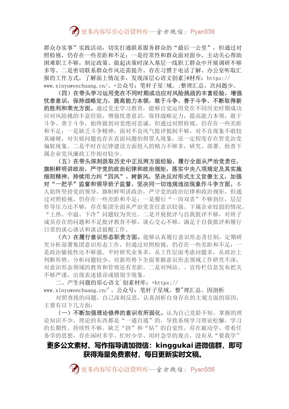 国有企业集团党委书记“五个带头”专题民主生活会对照检查材料.docx_第2页