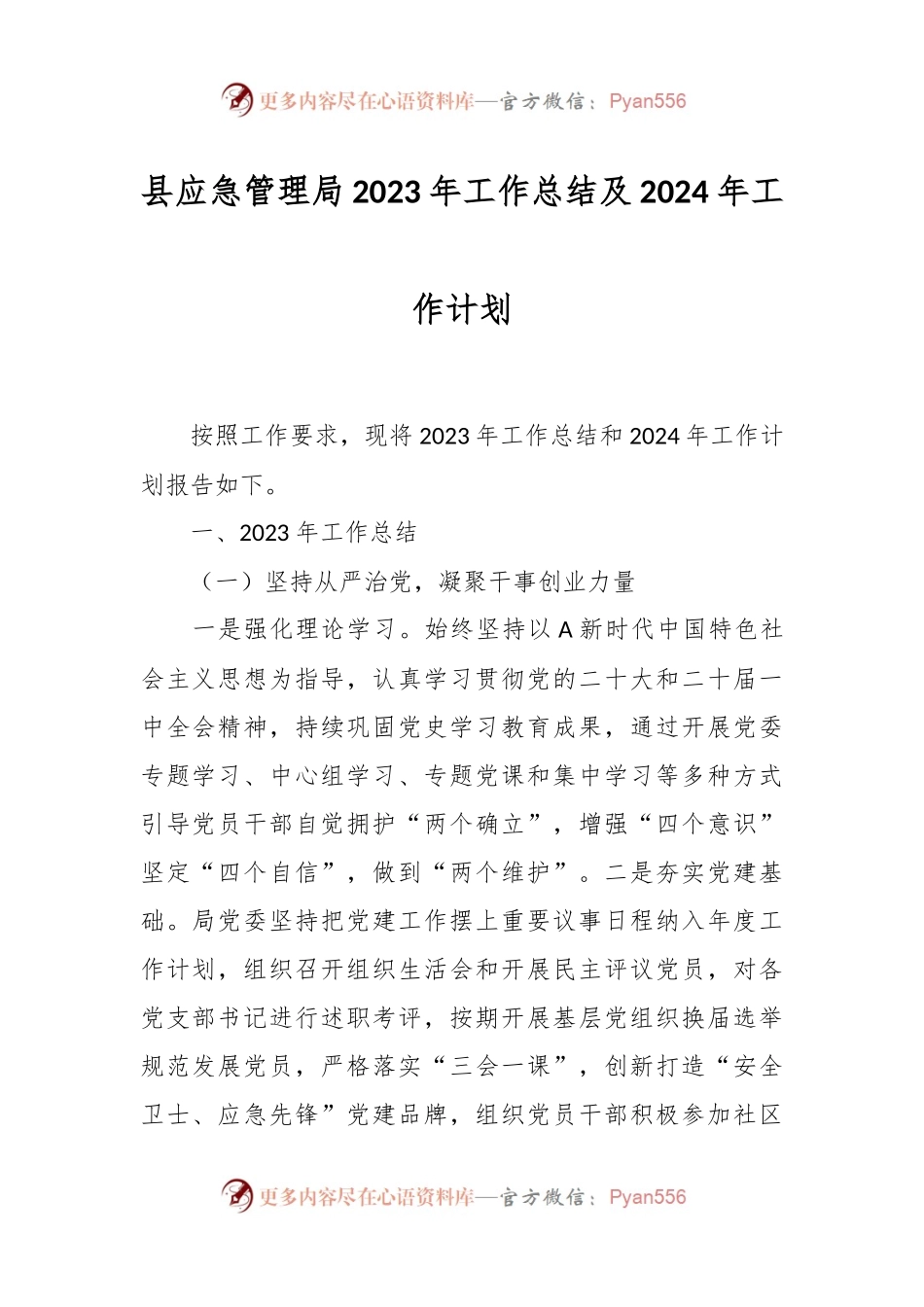县应急管理局2023年工作总结及2024年工作计划.docx_第1页