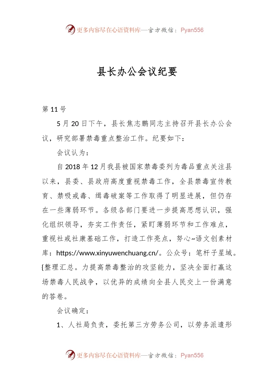 县长办公会议纪要.docx_第1页