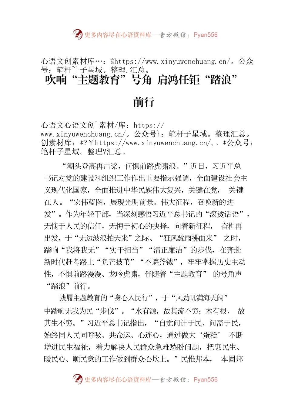 吹响“主题教育”号角 肩鸿任钜“踏浪”前行.docx_第1页