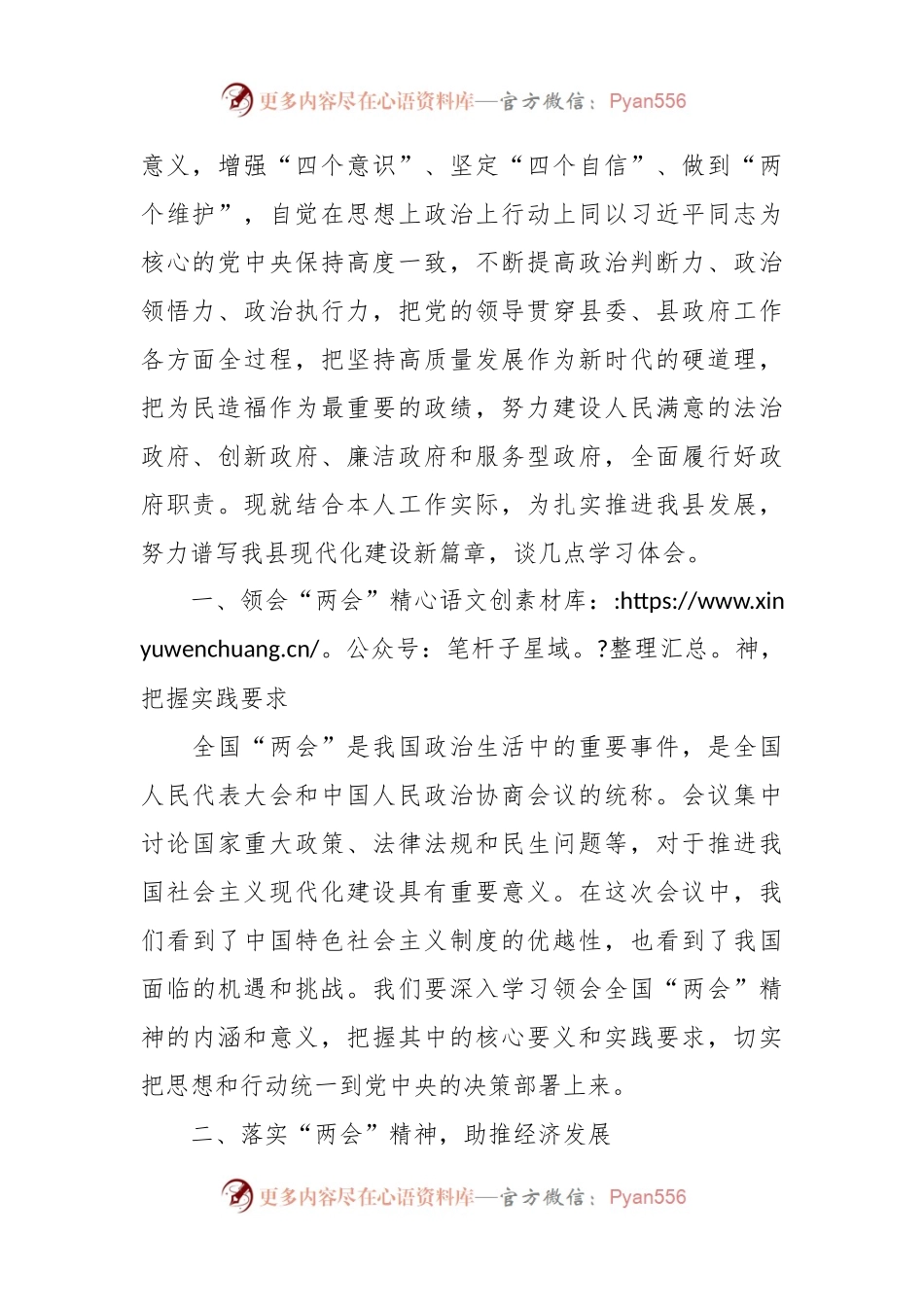 县级学习2024年全国“两会”精神研讨发言稿材料范文.docx_第2页
