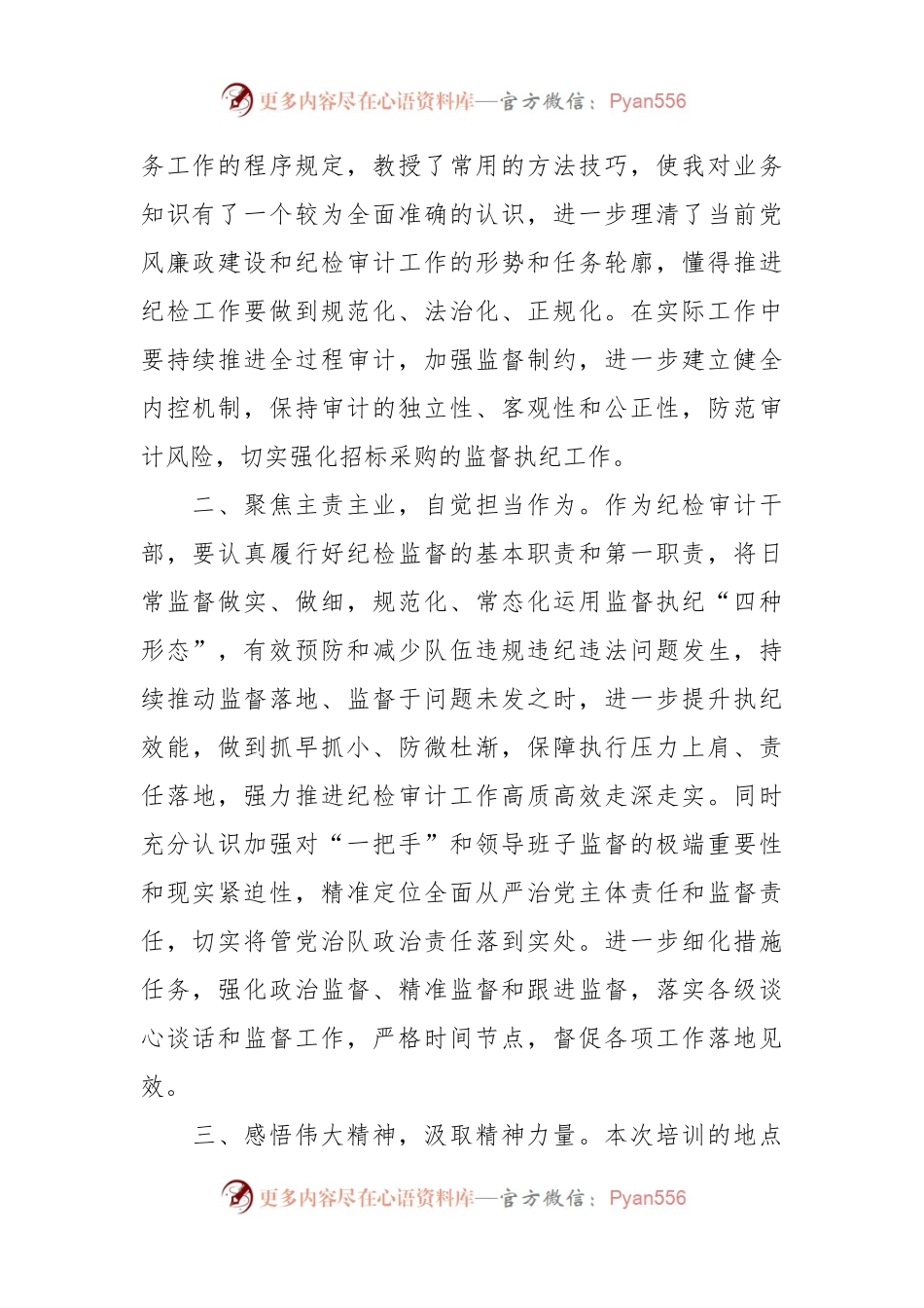 参加纪检审计干部培训心得体会.docx_第2页