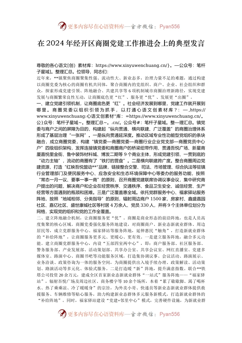 在2024年经开区商圈党建工作推进会上的典型发言.docx_第1页