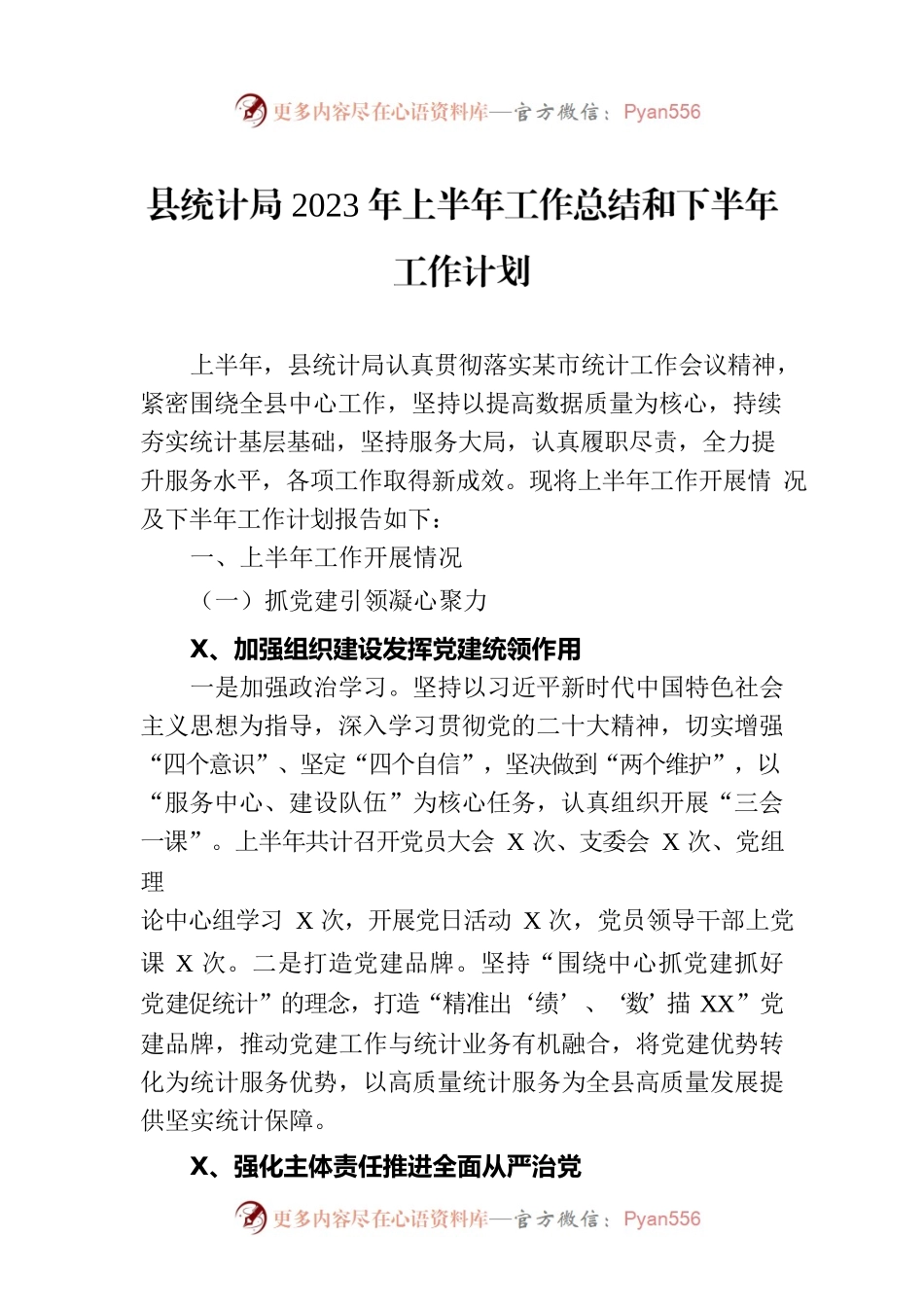 县统计局2023年上半年工作总结和下半年工作计划（20230710）.docx_第1页