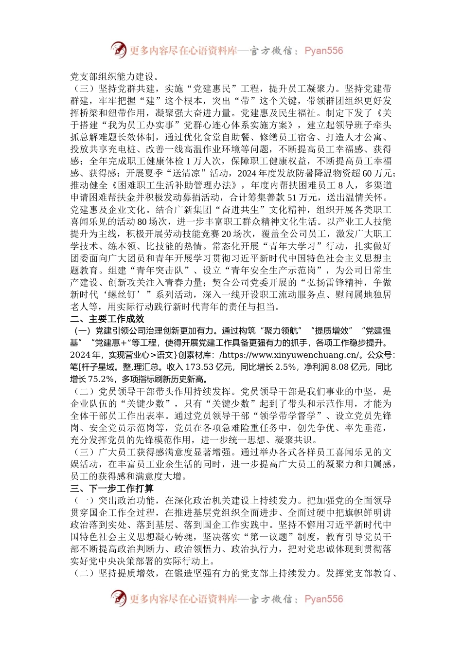 国企党委2024年度抓基层党建工作总结.docx_第2页
