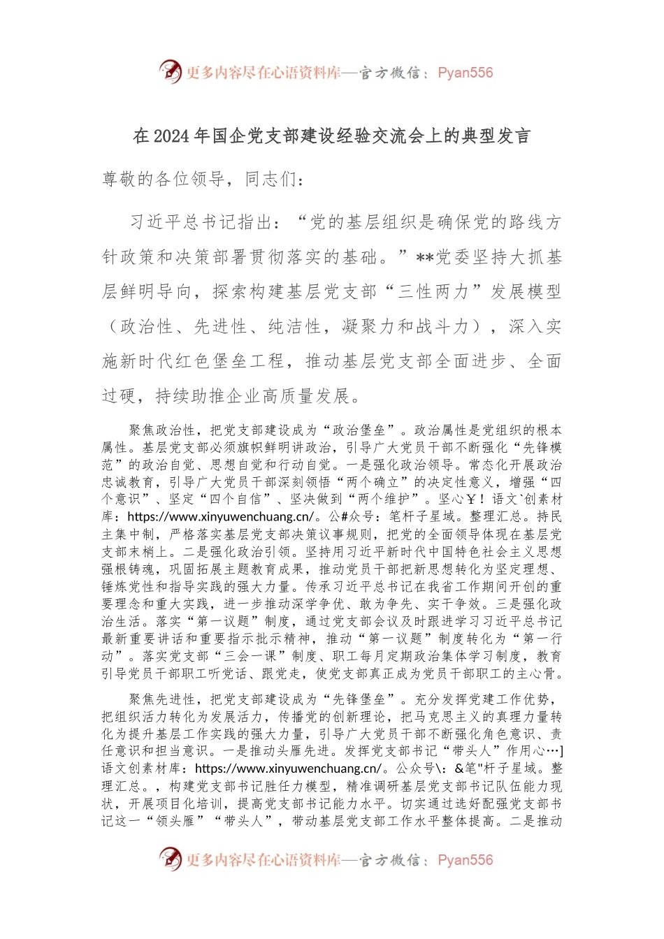 在2024年国企党支部建设经验交流会上的典型发言.docx_第1页