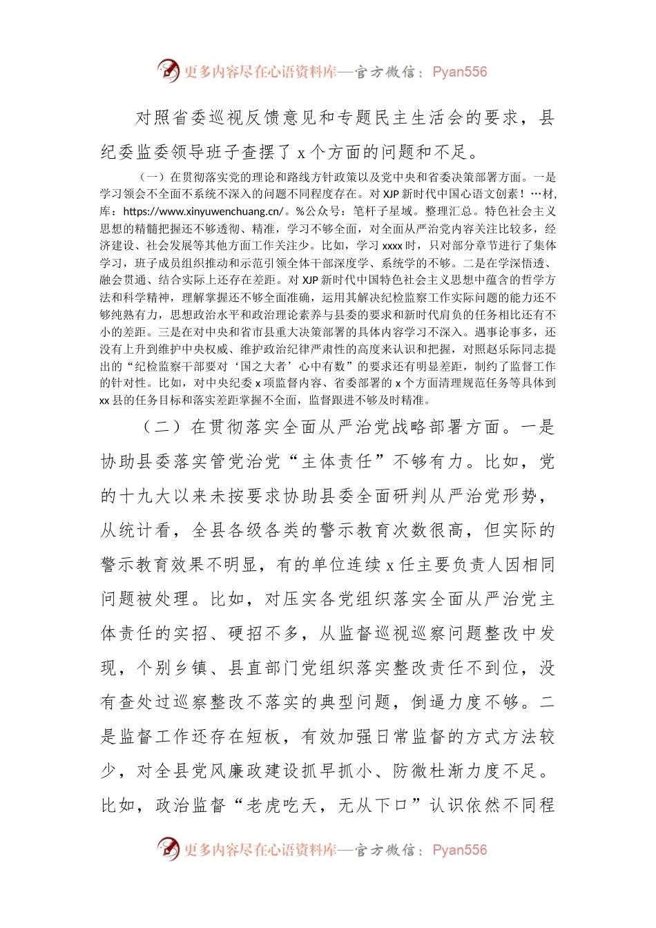 县纪委监委班子省委巡视整改专题民主生活会对照检查材料.docx_第2页