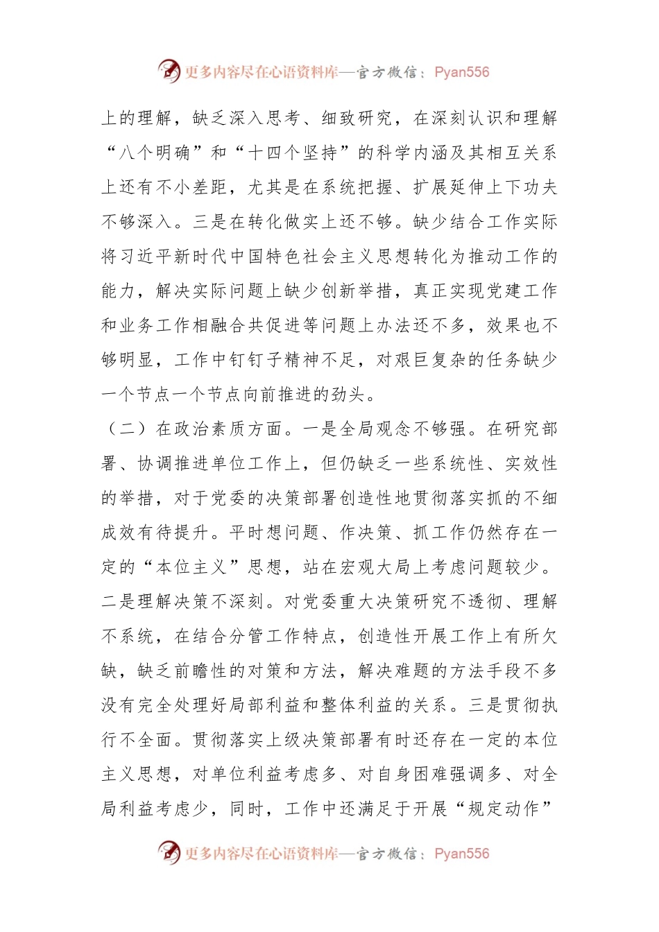 在2023年专题民主生活会领导干部个人六个方面对照检查材料.docx_第2页