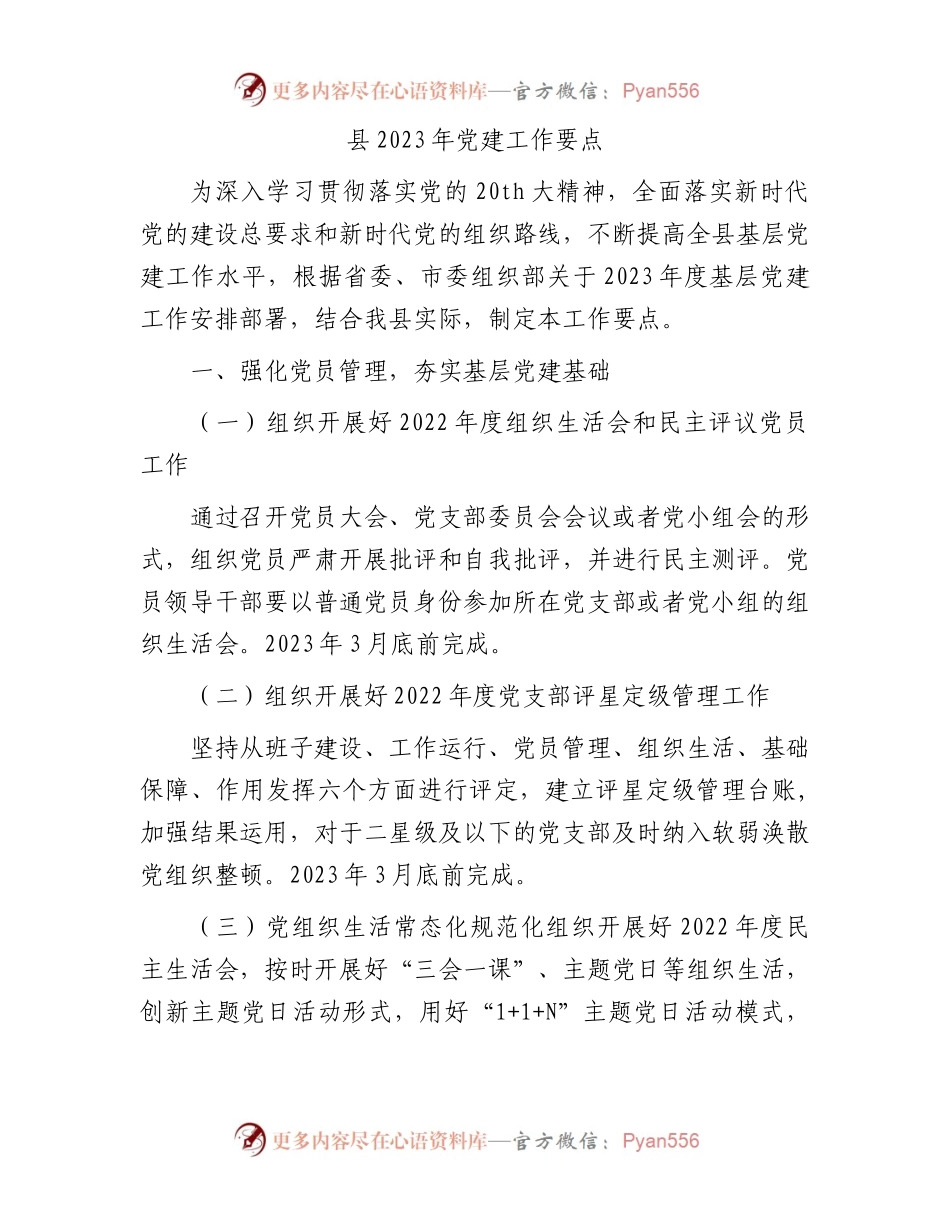 县区2023年党建工作要点.docx_第1页