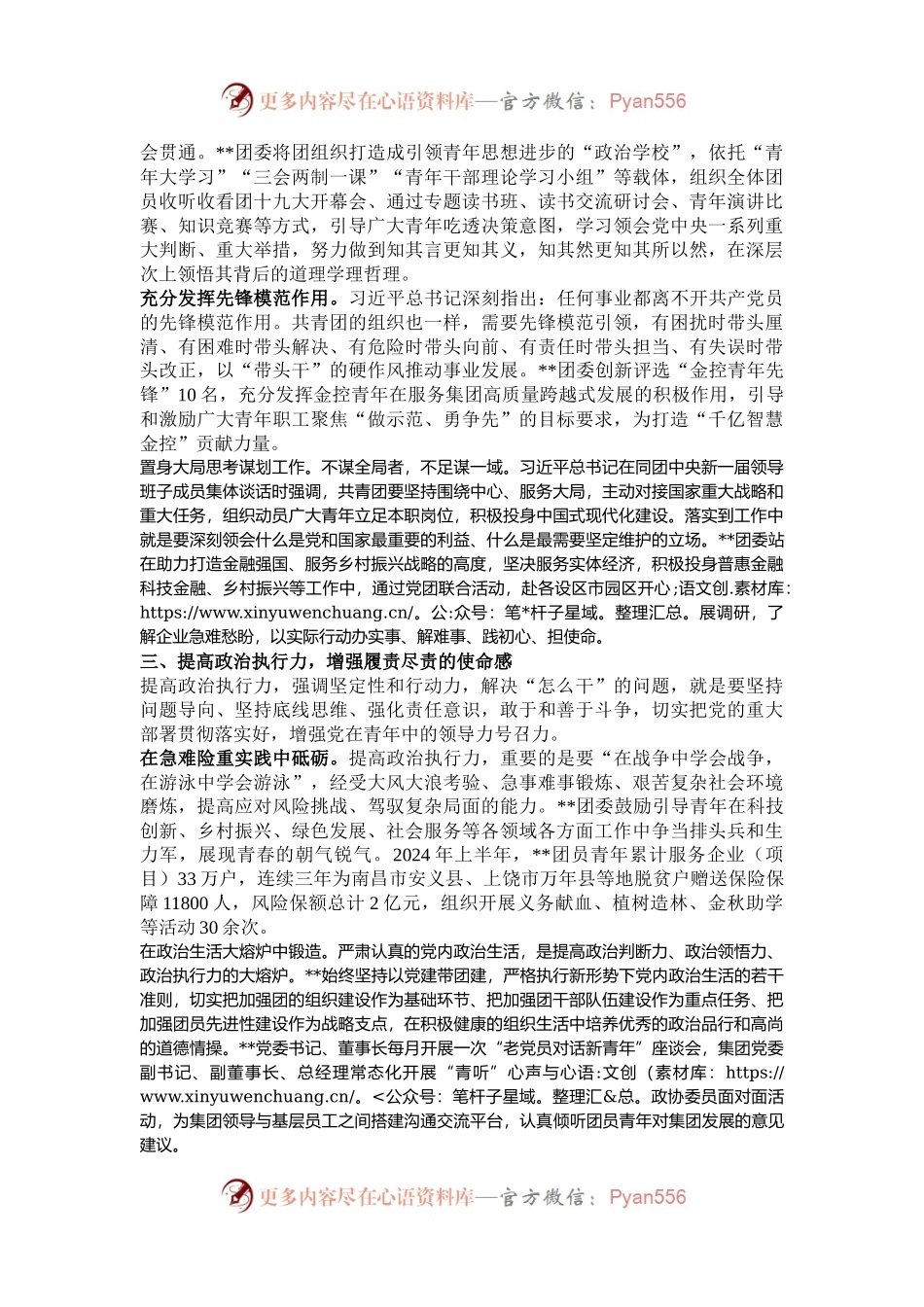 在2024年国有企业青年思想政治工作推进会上的汇报发言.docx_第2页
