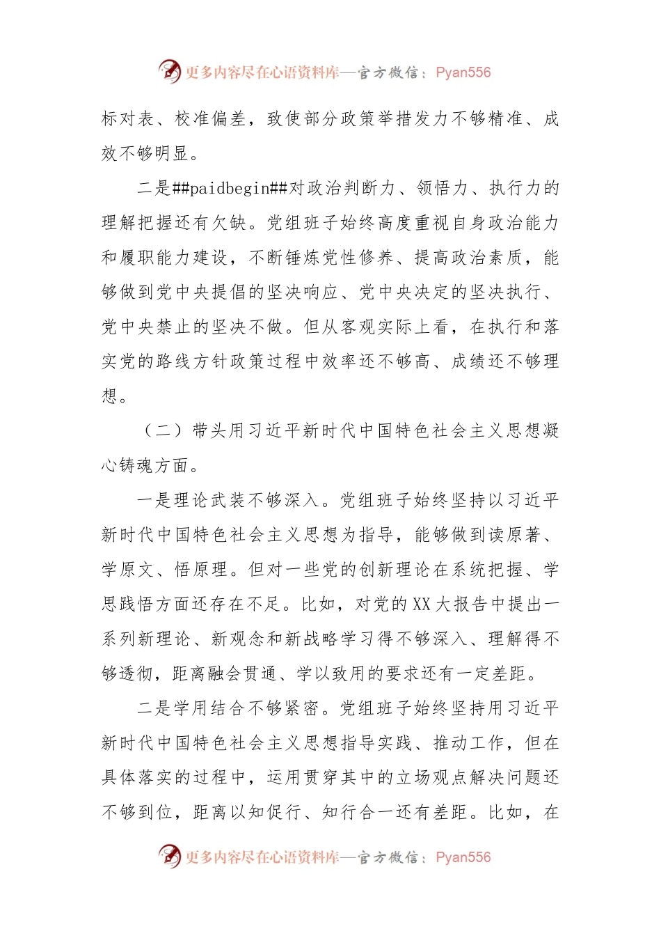 县政协党组班子2022年度七个带头民主生活会对照检查材料.docx_第2页