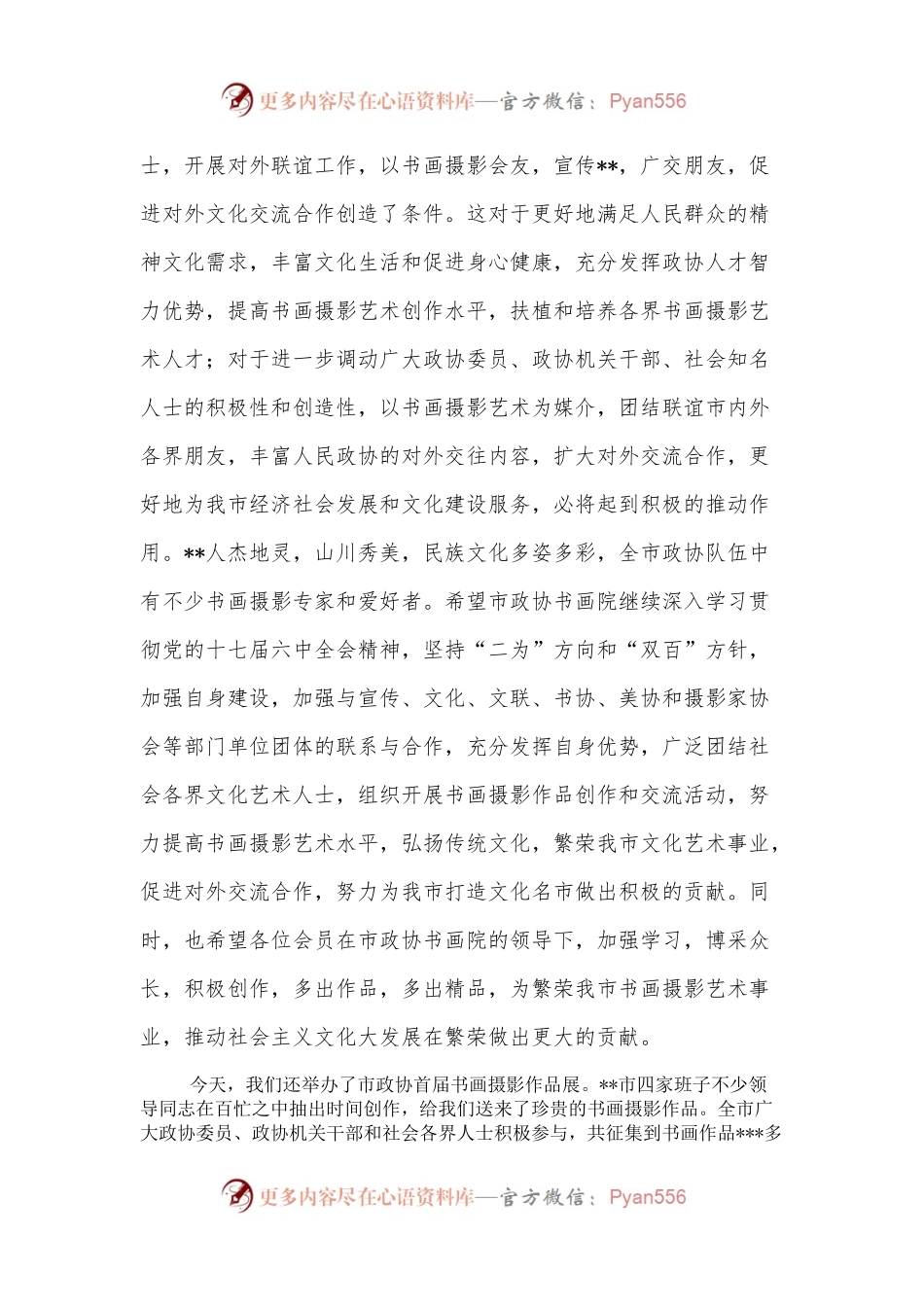 在政协书画院成立揭牌暨首届书画摄影作品展开展仪式上的讲话.docx_第2页