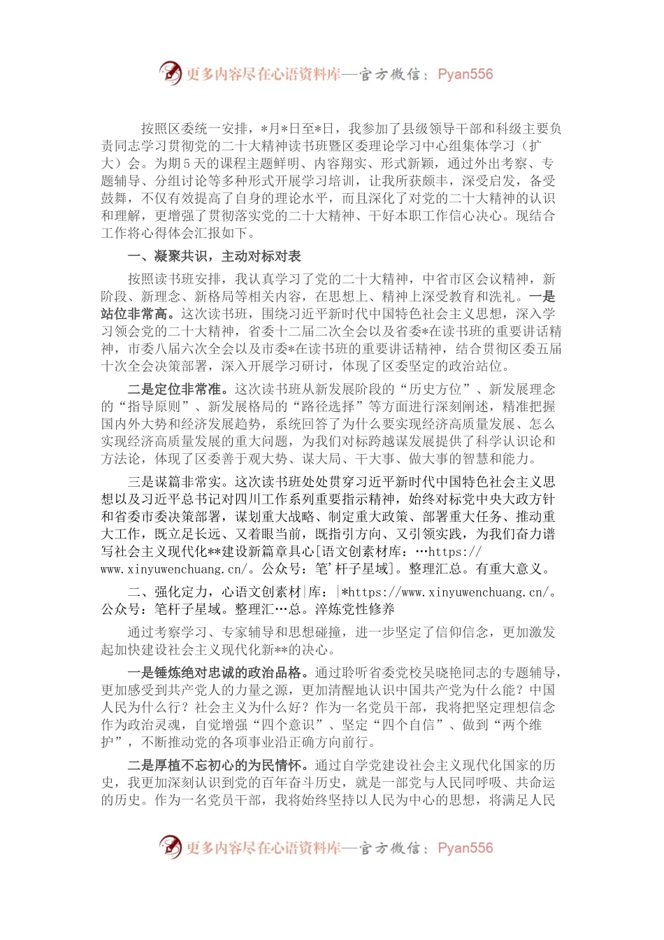 在学习贯彻党的大会精神读书班上的发言材料.docx_第1页
