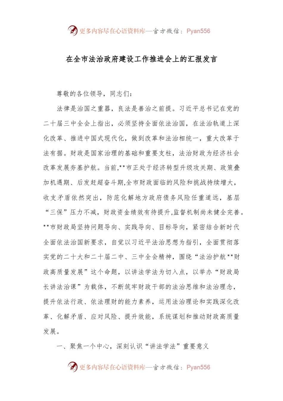 在全市法治政府建设工作推进会上的汇报发言.docx_第1页