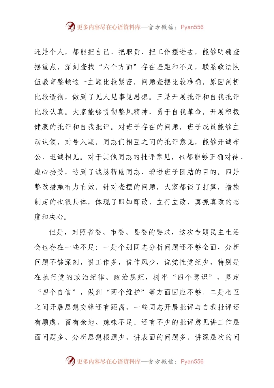 在参加指导县司法局政法整顿专题民主生活会时的点评讲话.docx_第2页