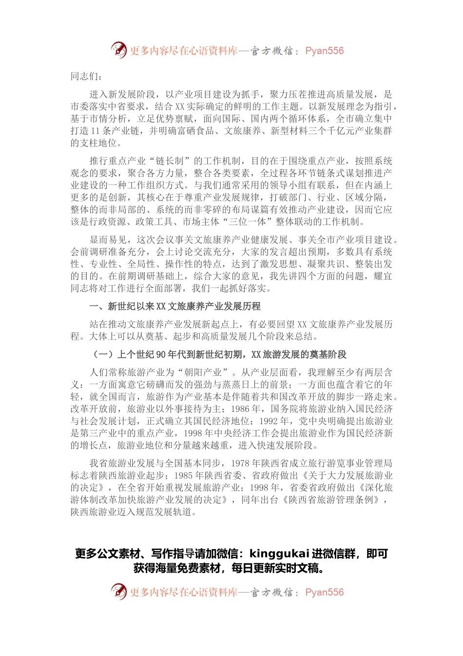 在全市文旅康养产业链工作会议上的讲话.docx_第1页