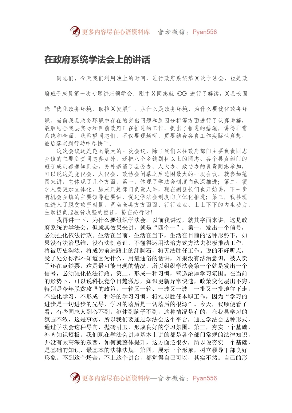 在政府系统学法会上的讲话.docx_第1页