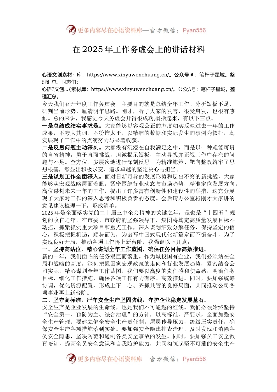 在2025年工作务虚会上的讲话材料.docx_第1页