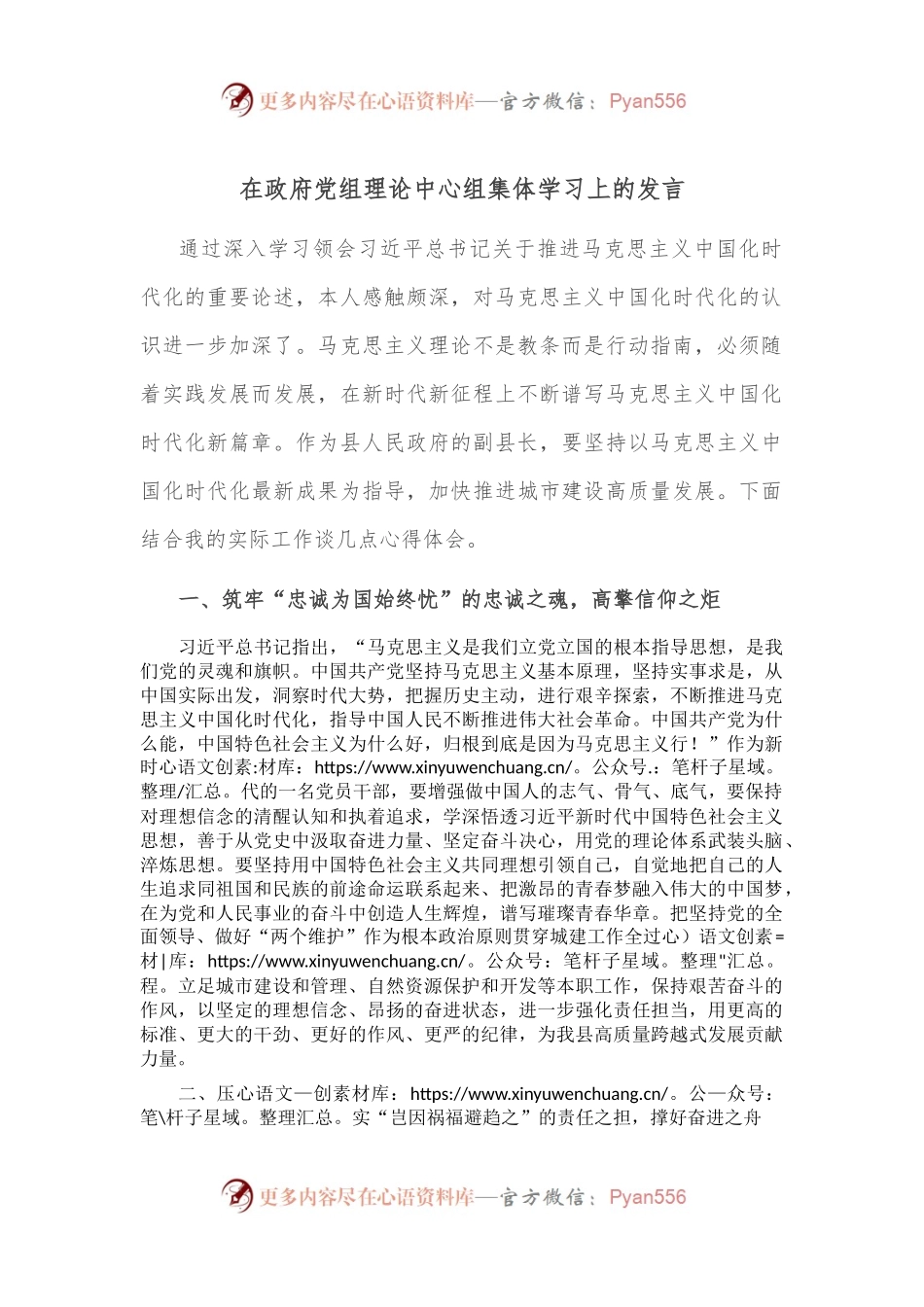 在政府党组理论中心组集体学习上的发言.docx_第1页